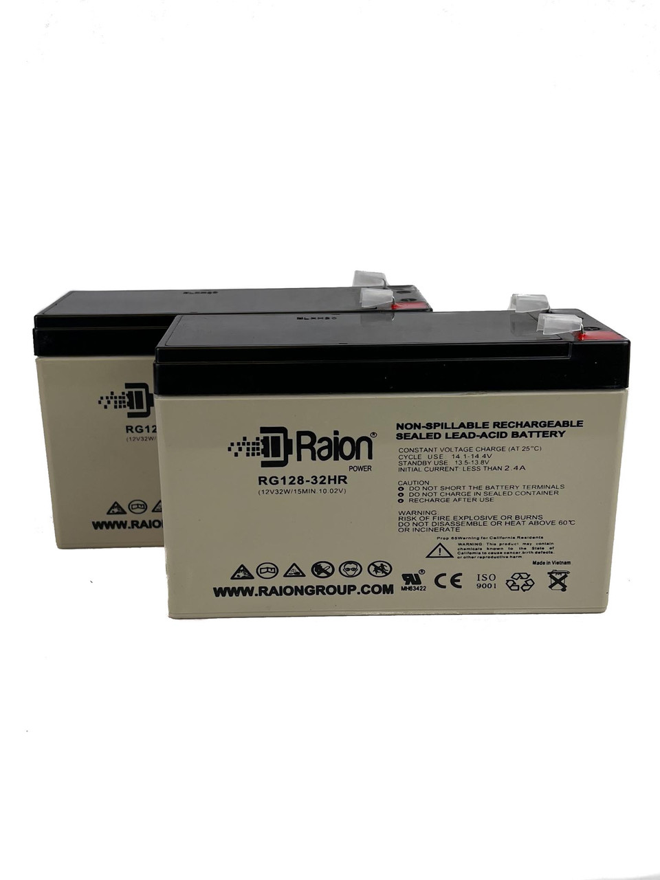 Raion Power 12V 7.5Ah High Rate Discharge UPS Batteries for Belkin F6C100-UNV - 2 Pack