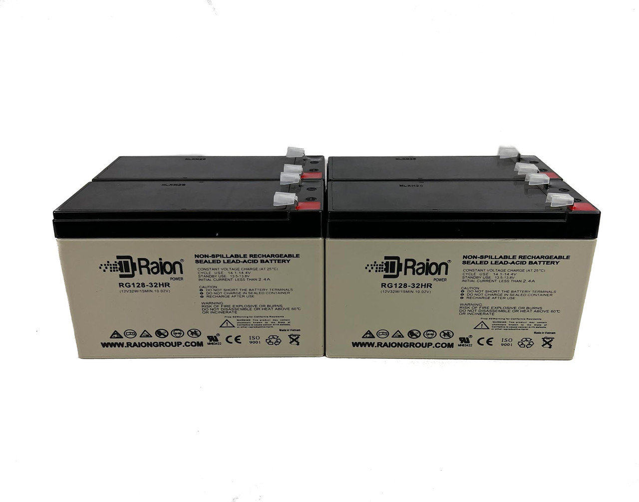 Raion Power 12V 7.5Ah High Rate Discharge UPS Batteries for APC Smart-UPS 1500VA RM 2U 100V USB & Serial SUA1500RMJ2U - 4 Pack