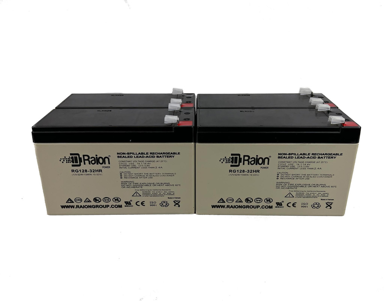 Raion Power 12V 7.5Ah High Rate Discharge UPS Batteries for APC Smart-UPS 1400VA RM 3U 120V Shipboard SU1400RMX93 - 4 Pack