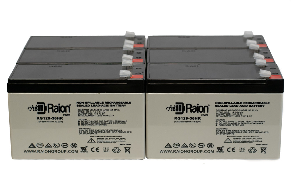 Raion Power 12V 7.5Ah High Rate Discharge UPS Batteries for Tripp Lite SUINT3000RTXL3U - 6 Pack
