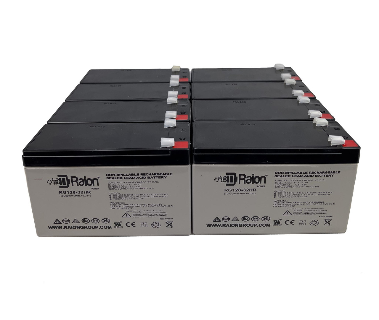 Raion Power 12V 7.5Ah High Rate Discharge UPS Batteries for APC Smart XL 3000VA RM 3U SU3000RMXL3U - 8 Pack