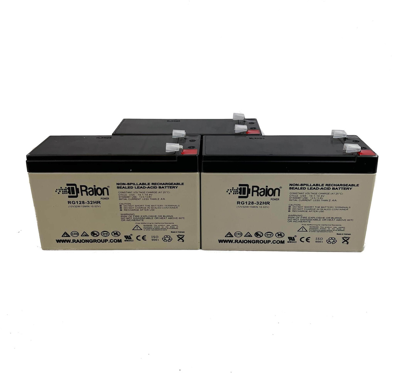 Raion Power 12V 7.5Ah High Rate Discharge UPS Batteries for Ablerex JC1000 - 3 Pack