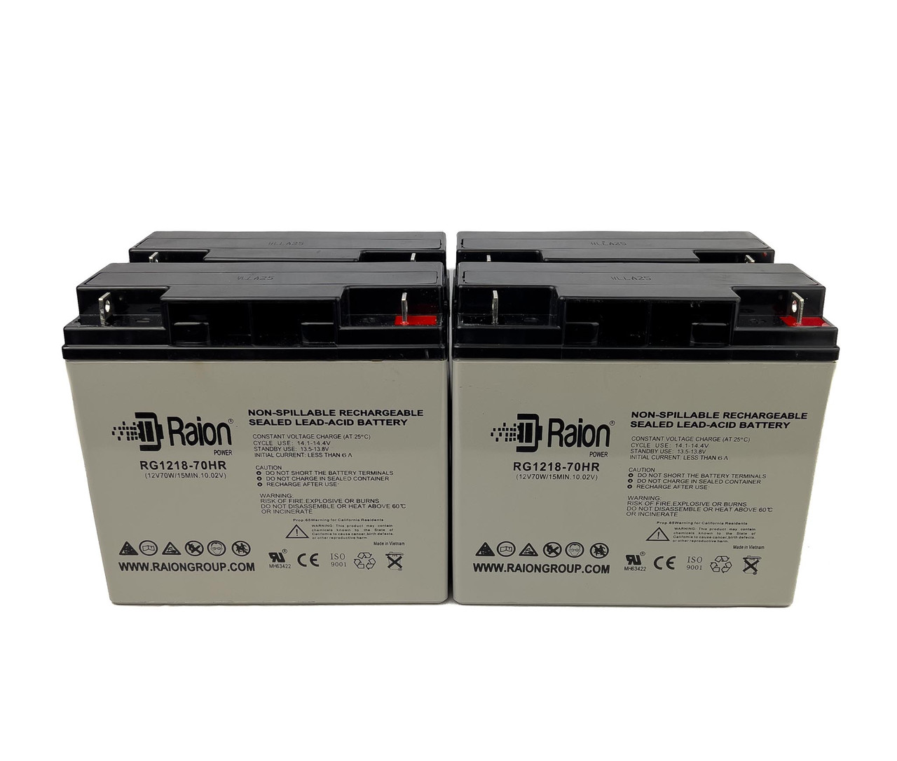 Raion Power RG1218-70HR 12V 18Ah Replacement UPS Battery for Alpha Technologies CFR 2000E (017-072-XX) - 4 Pack
