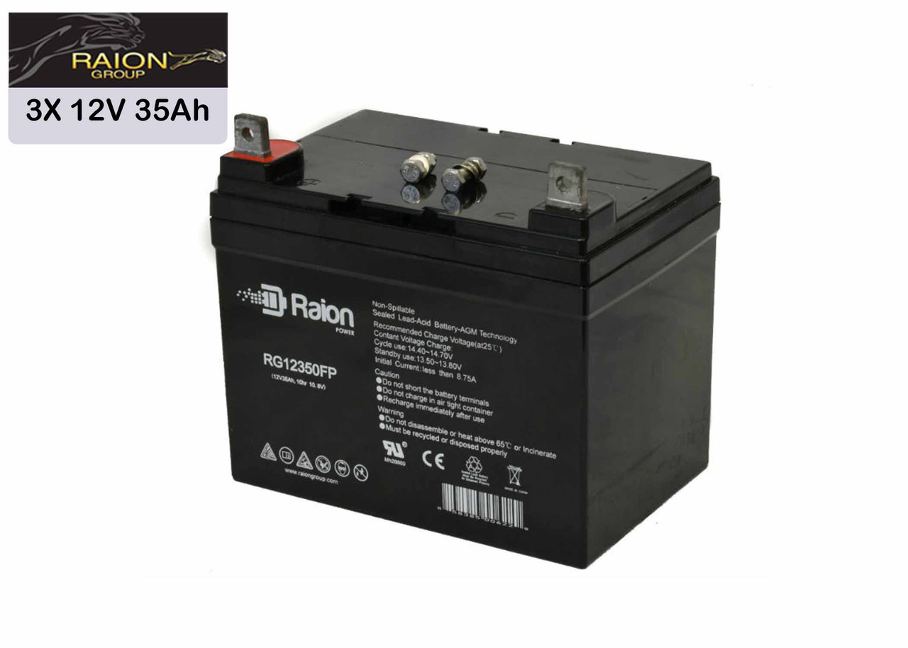 Raion Power 12V 35Ah Replacement UPS Battery for Best Power Fortress LI 5.0KVA BAT-0065 - 3 Pack