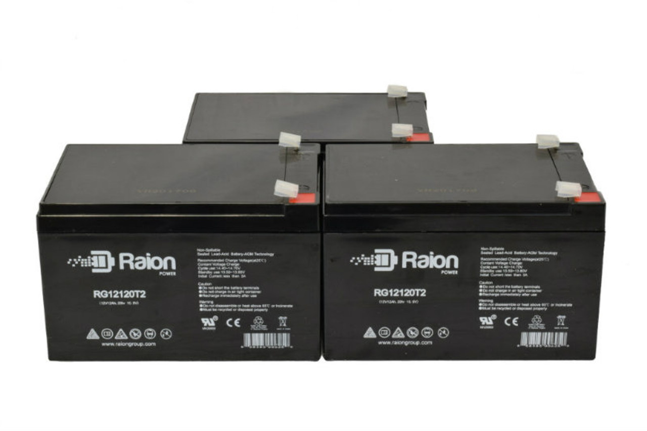 Raion Power 12V 12Ah Non-Spillable Compatible Replacement Battery for DET Power SJ12V10Ah - (3 Pack)