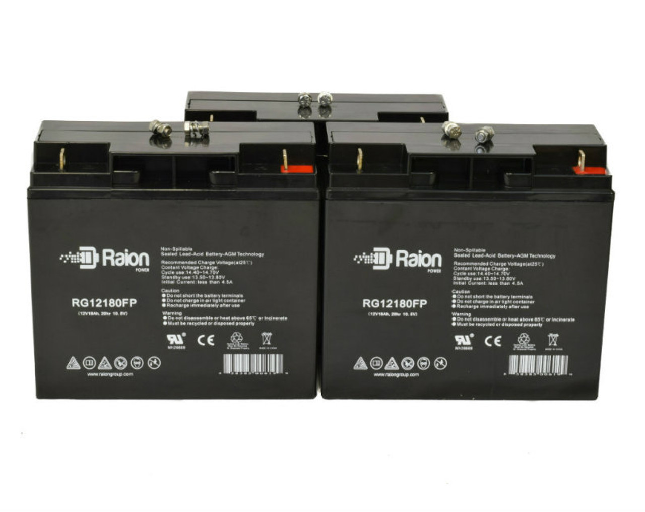 Raion Power Replacement 12V 18Ah Battery for Best Battery SLA12180 - 3 Pack