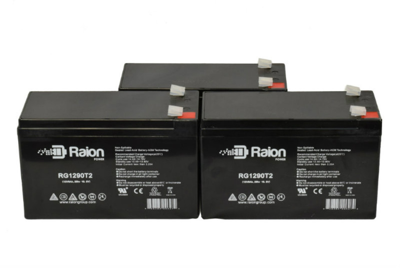 Raion Power Replacement 12V 9Ah Battery for Prostar PR1290 - 3 Pack