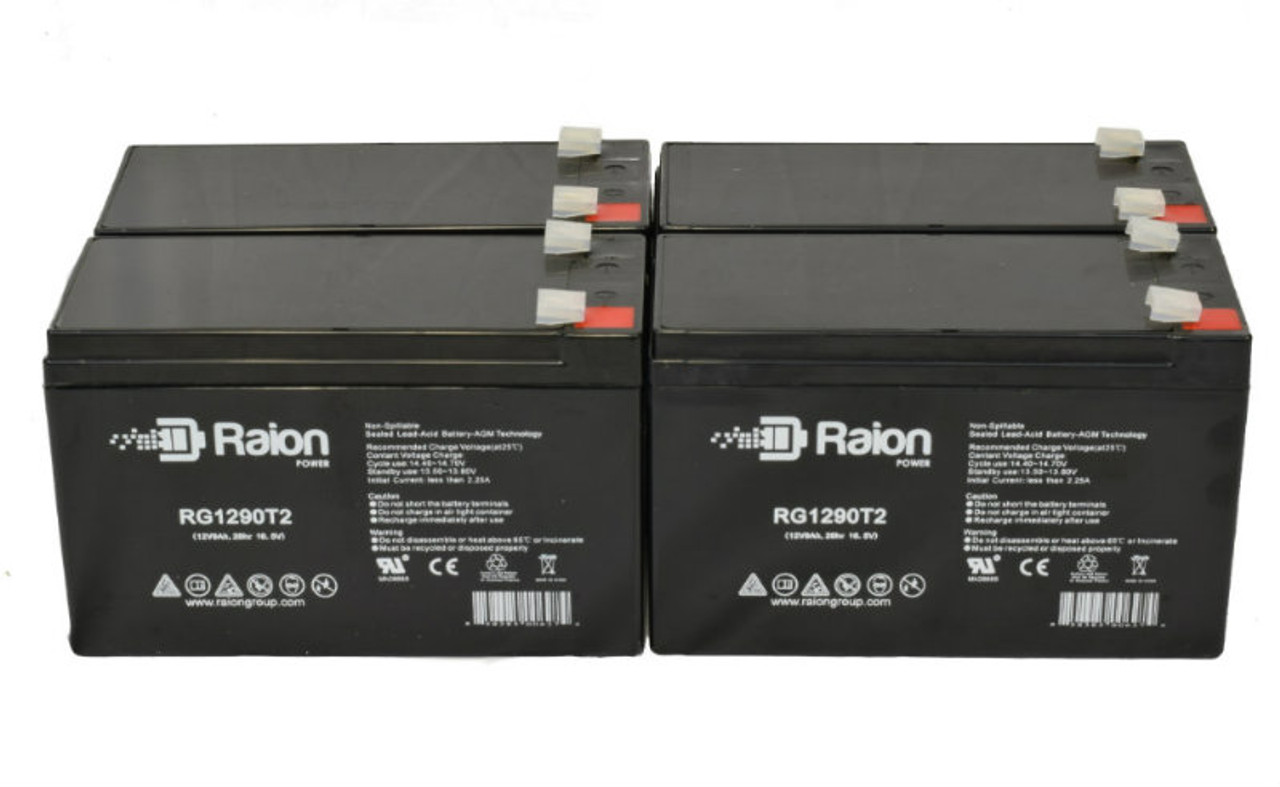Raion Power Replacement 12V 9Ah Battery for Amstron AP-1290F2 - 4 Pack