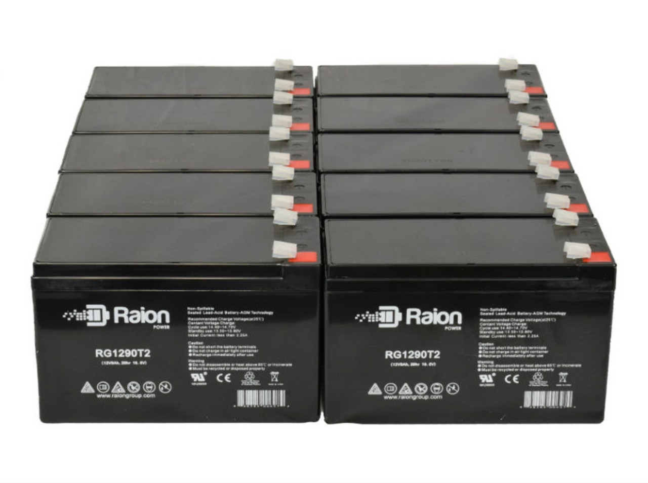 Raion Power Replacement 12V 9Ah Battery for Yuasa NP9-12 - 10 Pack