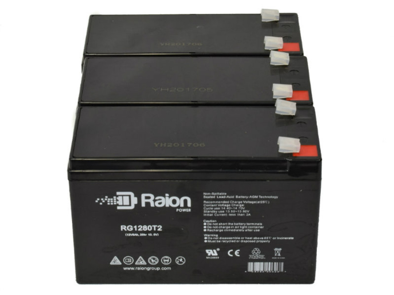 Raion Power Replacement 12V 8Ah Battery for Universal UB1280 - 3 Pack