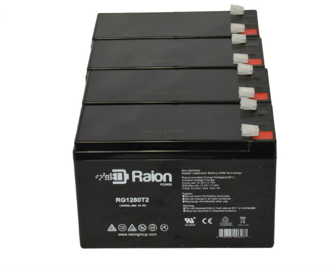 Raion Power Replacement 12V 8Ah Battery for Universal UB1280 - 4 Pack