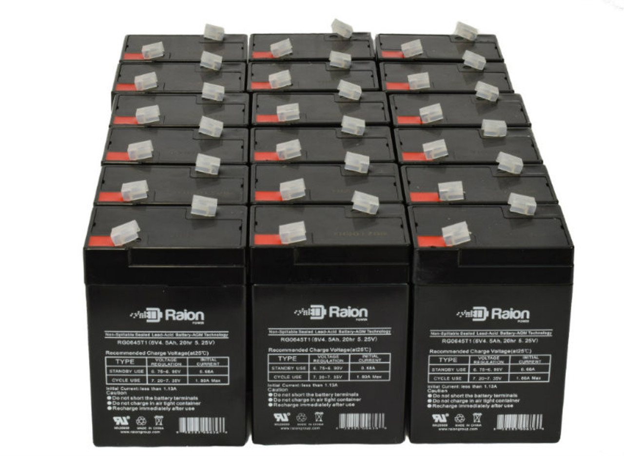 Raion Power 6V 4.5Ah Replacement Emergency Light Battery for ELS ELS EDS640F - 18 Pack