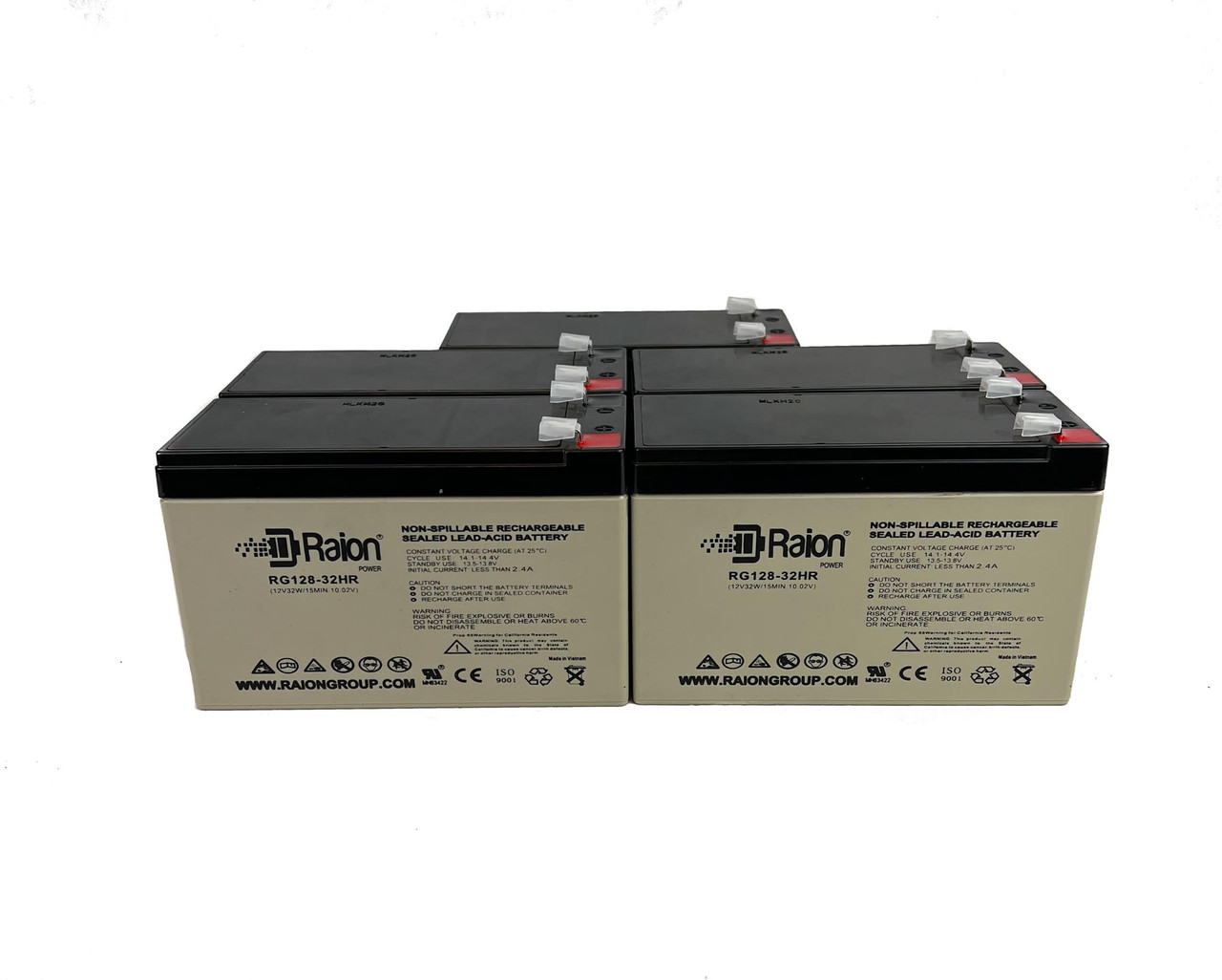 Raion Power Replacement 12V 7.5Ah High Rate Discharge Battery for New Power NS12-7.5 - 5 Pack