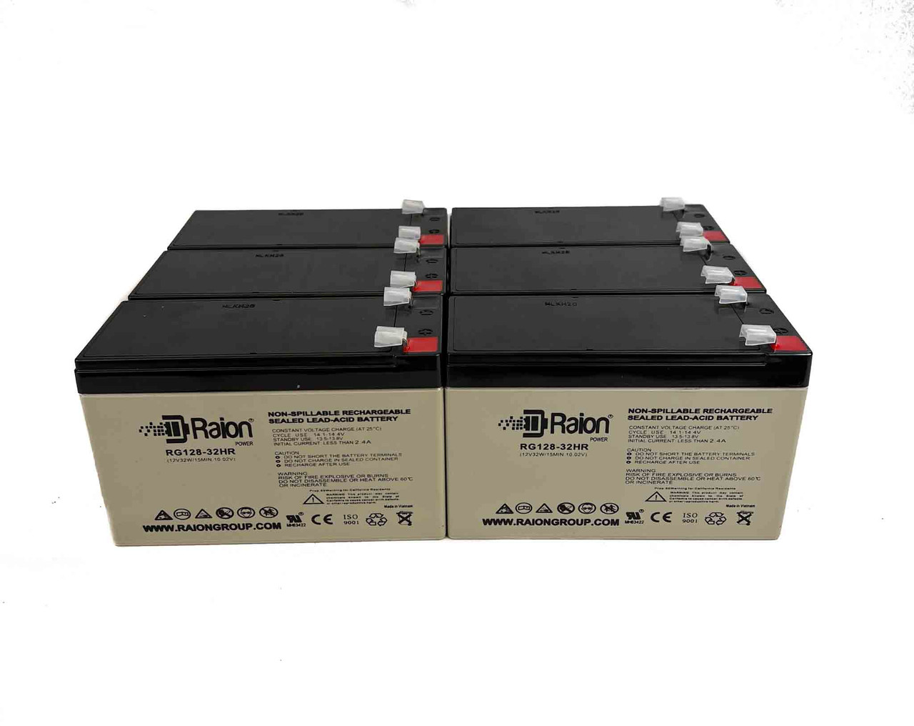 Raion Power Replacement 12V 7.5Ah High Rate Discharge Battery for OUTDO OT7.5-12 - 6 Pack