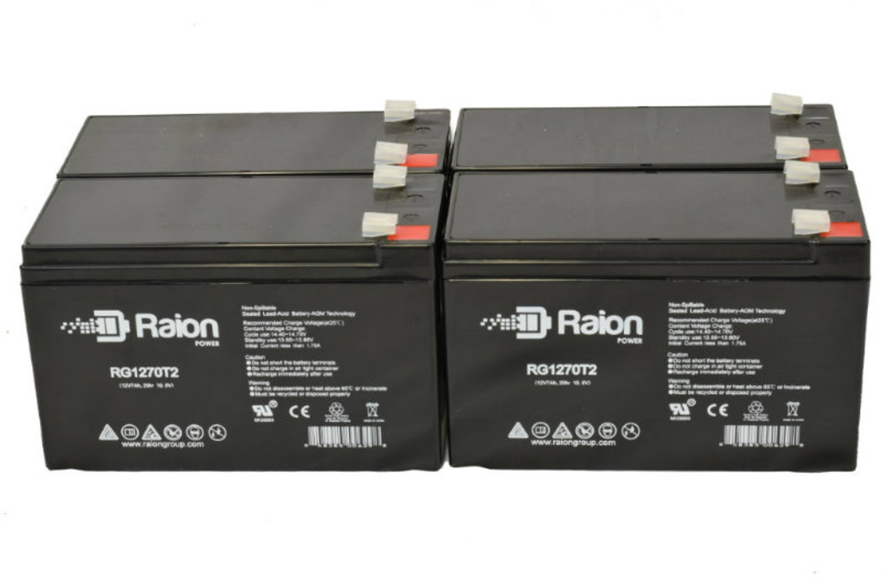 Raion Power Replacement 12V 7Ah Battery for Unikor MxVolta EV12075 - 4 Pack