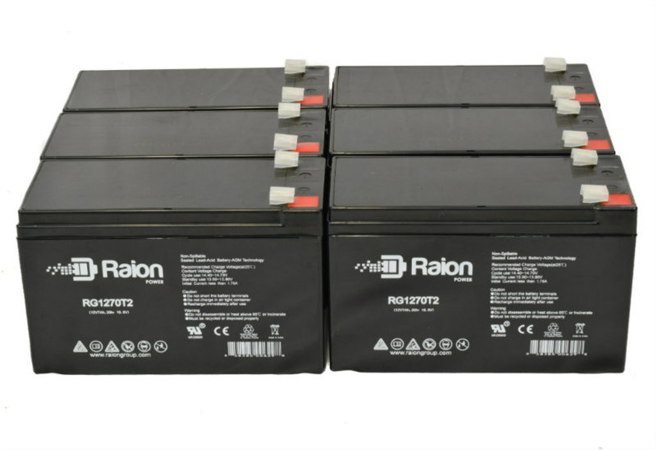 Raion Power Replacement 12V 7Ah Battery for Peak Energy PK12V7.2F2 - 6 Pack