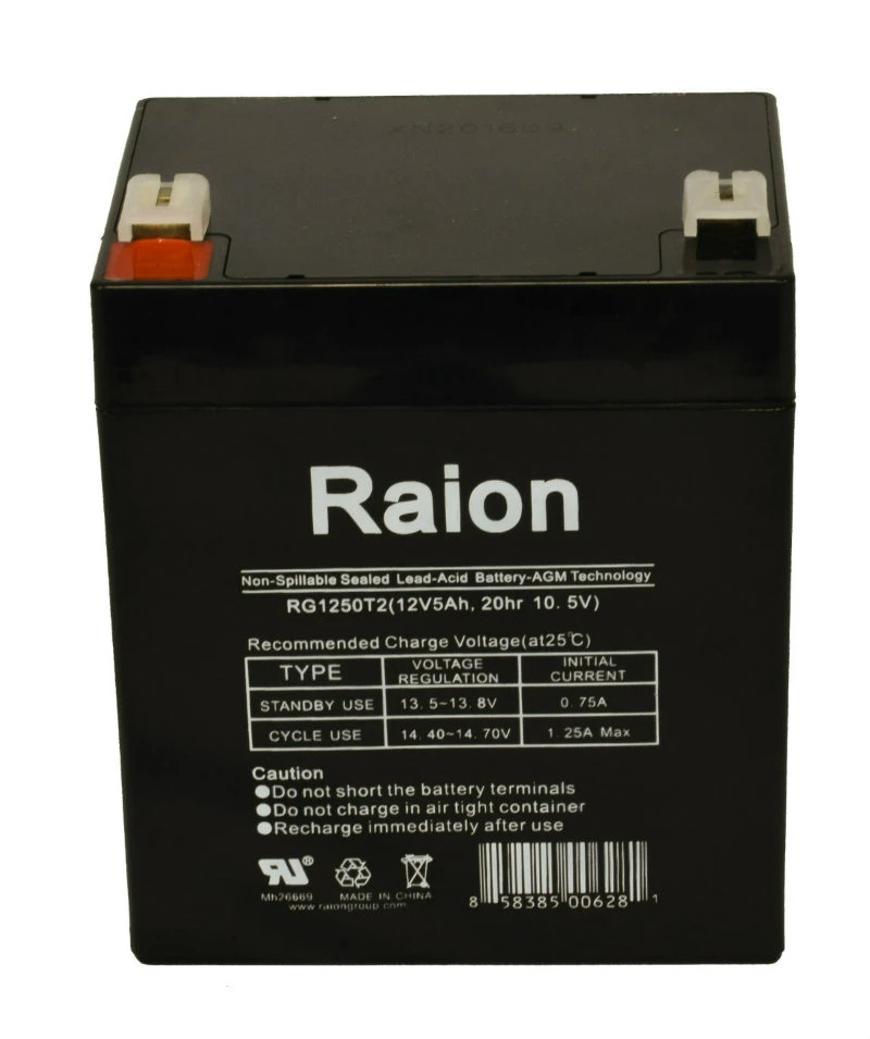 Raion Power 12V 5Ah SLA Battery With T2 Terminals For Universal UB1250