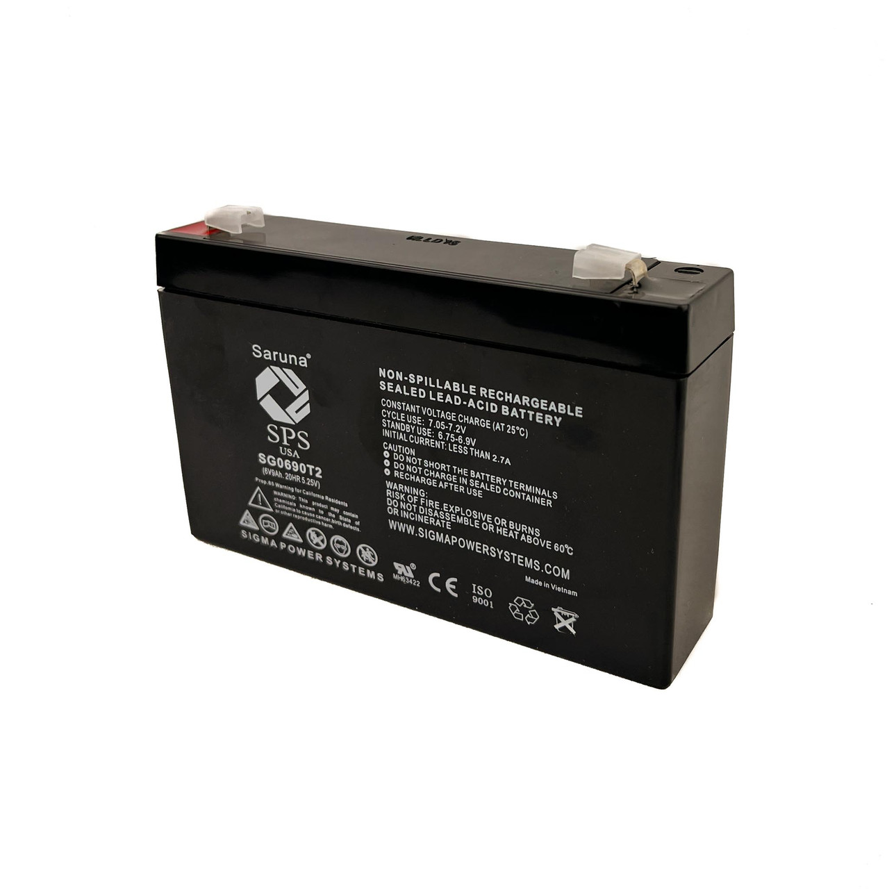 Raion Power RG0690T2 6V 9Ah Replacement Battery Cartridge for DET Power SJ6V9Ah