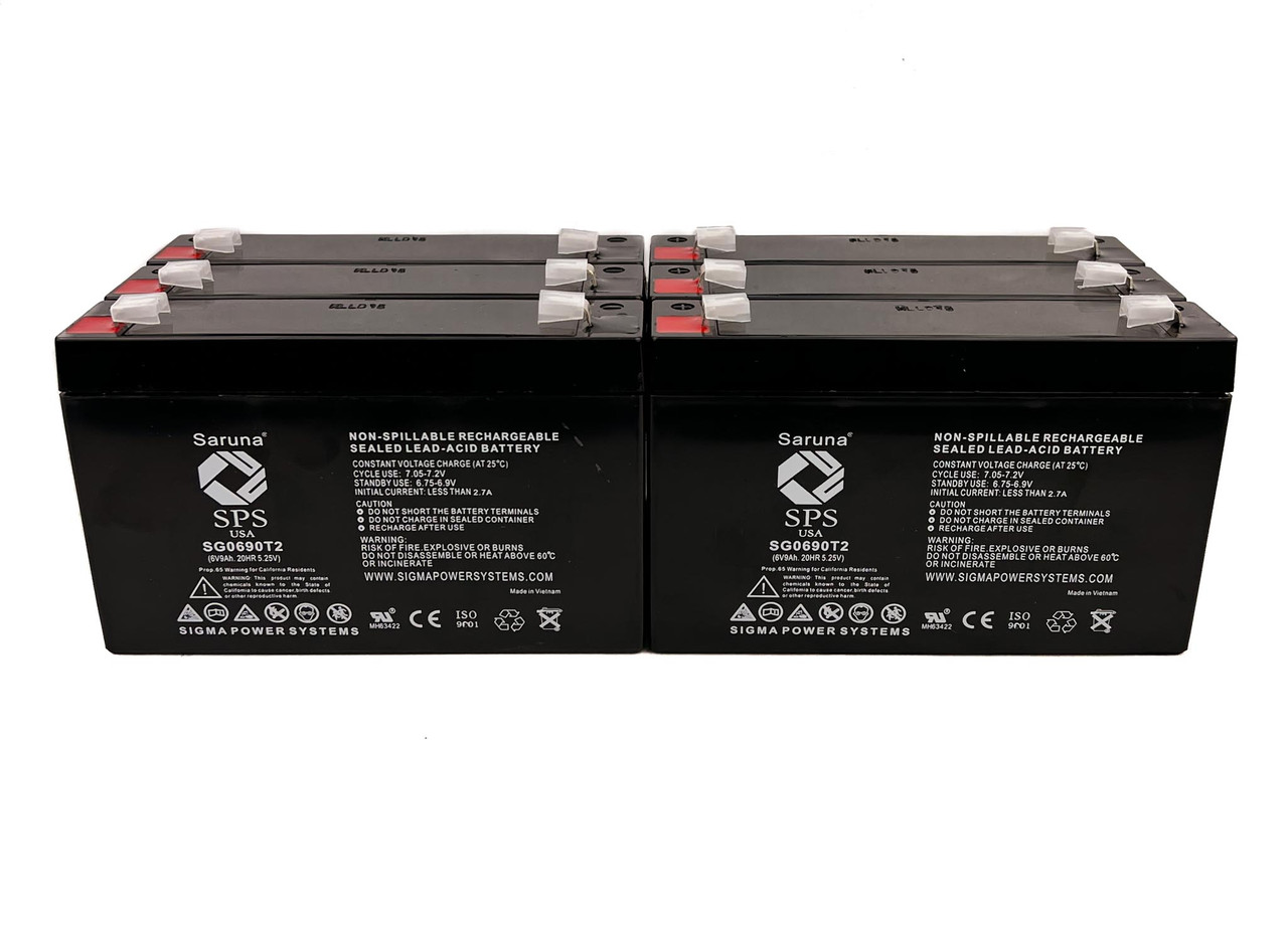 Raion Power RG0690T2 6V 9Ah Replacement Lead Acid Battery for Wangpin 3FM9 - 6 Pack