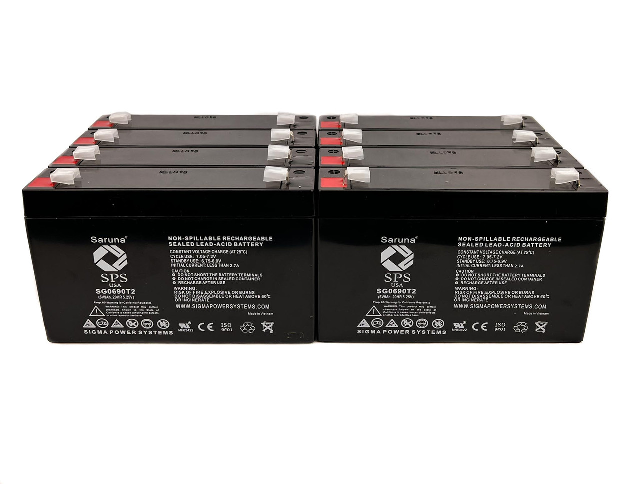 BB HR9-6 Replacement 6V 9Ah Battery (8 Pack)