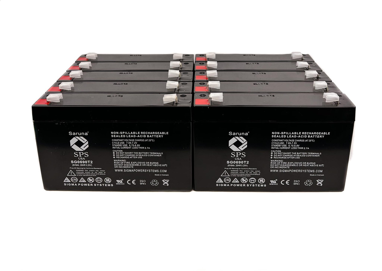Raion Power RG0690T2 6V 9Ah Replacement Lead Acid Battery for DET Power SJ6V9Ah - 10 Pack