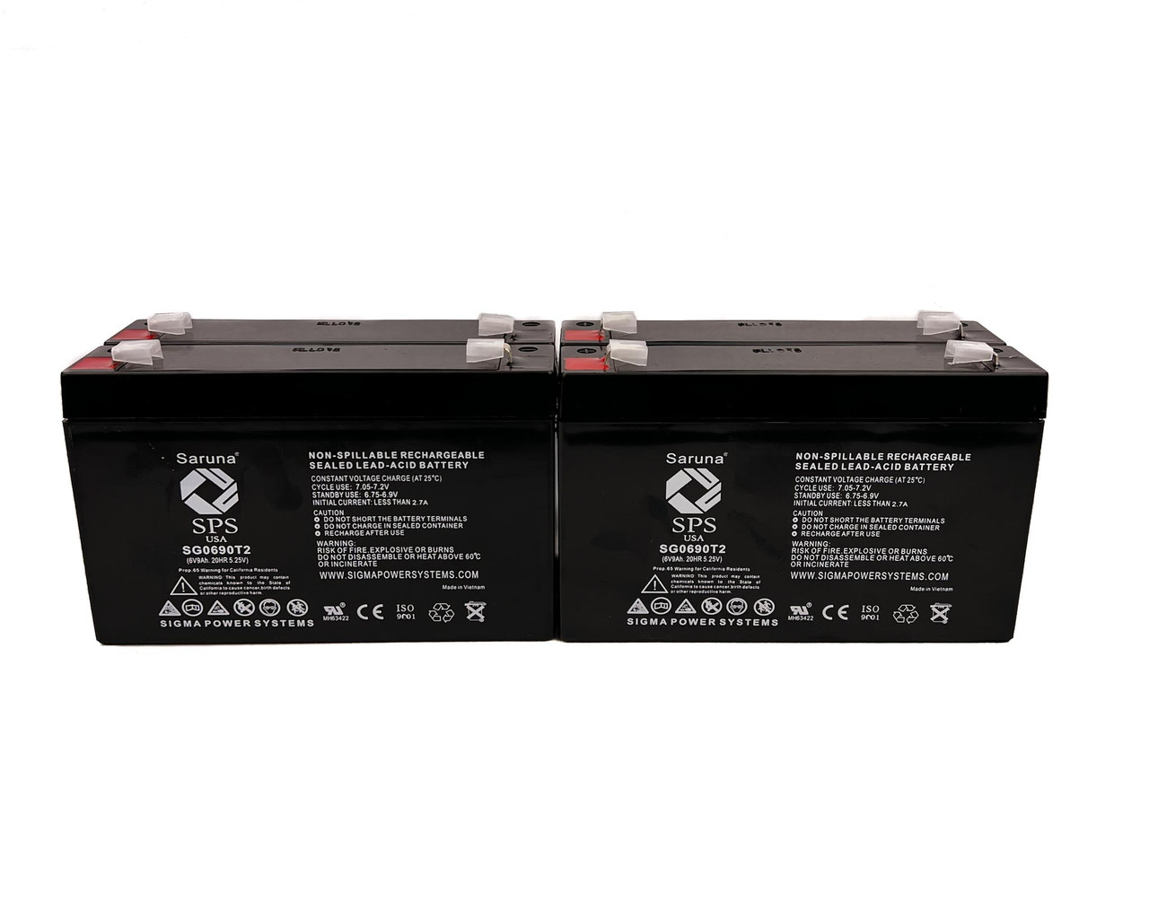 Raion Power RG0690T2 6V 9Ah Replacement UPS Battery Cartridge for APC Smart-UPS 1000VA USB & Serial RM 1U 120V SUA1000RM1U - 4 Pack