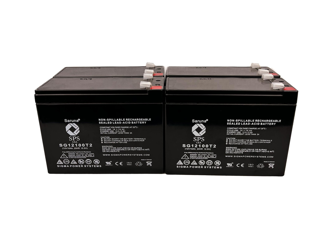 Raion Power 12V 10Ah Lead Acid Replacement Battery for BB BP10-12 - 4 Pack