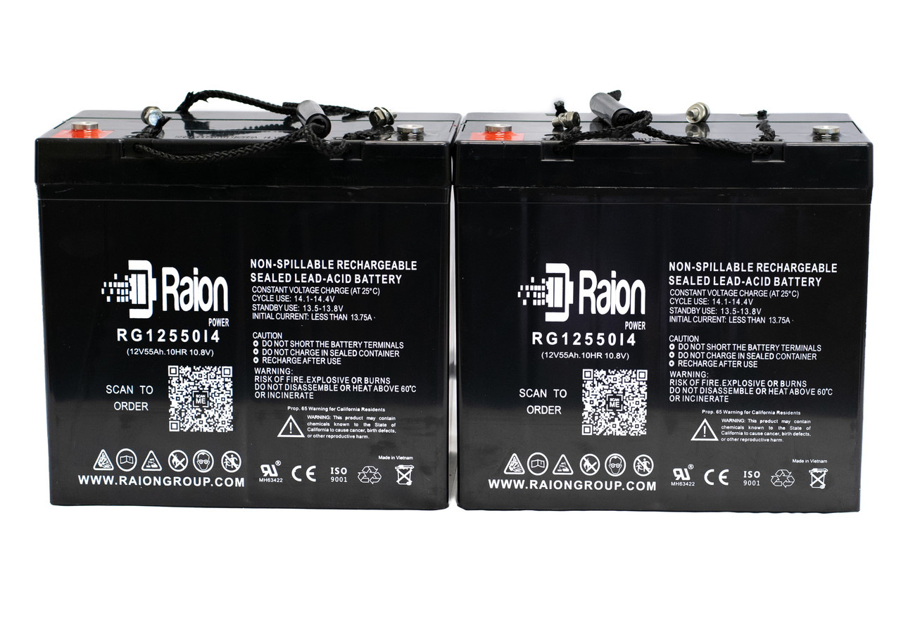 Raion Power Replacement 12V 55Ah Battery for Whelen OMNI Alert Series Siren System - 2 Pack