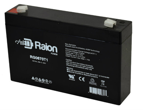 Raion Power RG0670T1 6V 7Ah Replacement Battery Cartridge for McGaw Home Pro 2 Infusion Pump medical equipment
