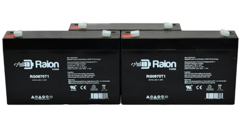 Raion Power RG0670T1 6V 7Ah Replacement Battery for Medical Research Lab 550ST Monitor - 3 Pack