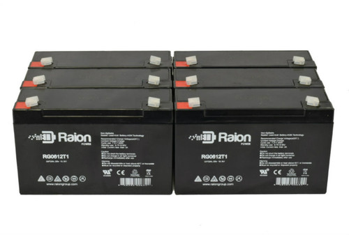 Raion Power RG06120T1 6V 12Ah Replacement Medical Equipment Battery for Nihon Kohden Powercart KD-802E 6 Pack