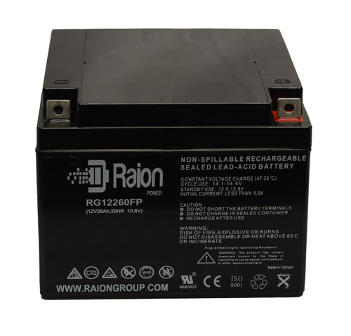 Raion Power RG12260FP 12V 26Ah Lead Acid Battery for Marquette Electronics AMX IV Square