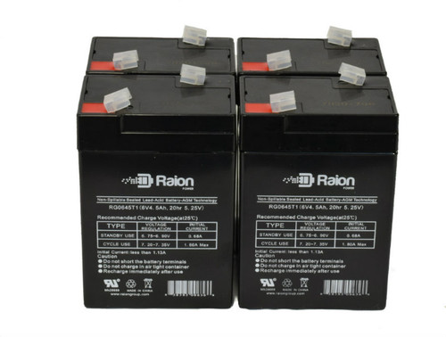 Raion Power 6V 4.5Ah Replacement Emergency Light Battery for Tork UB645-6V - 4 Pack