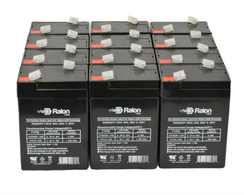 Raion Power 6V 4.5Ah Replacement Emergency Light Battery for Detex ECL230MO - 12 Pack