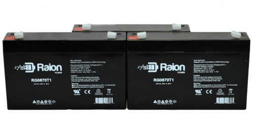 Raion Power RG0670T1 6V 7Ah Replacement Emergency Light Battery for Power Cell PC670 - 3 Pack
