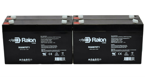 Raion Power RG0670T1 6V 7Ah Replacement Emergency Light Battery for Panasonic LCR6V6.5BP - 4 Pack