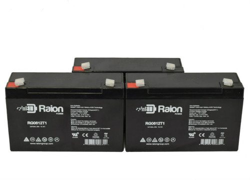 Raion Power RG06120T1 Replacement Emergency Light Battery for Power Cell PC6120 - 3 Pack