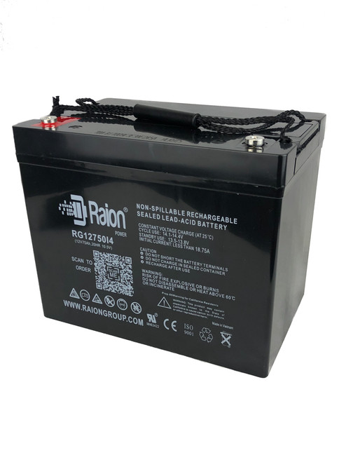 Raion Power Replacement 12V 75Ah Battery for Carter Brothers AGM 1280T Lawn Mower - 1 Pack