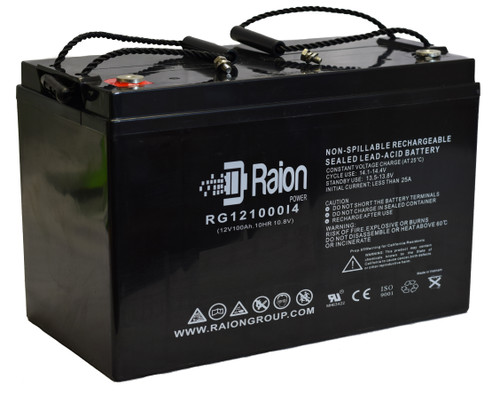 Raion Power 12V 100Ah SLA Battery With I4 Terminals For Ryobi RY48140 54" Zero Turn Riding Mower