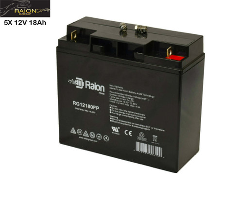 Raion Power Replacement 12V 18Ah Battery for KGEEZ Cycle MOBO 500 - 5 Pack