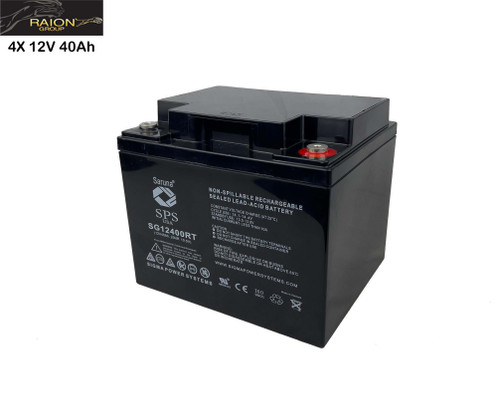 Raion Power Replacement 12V 40Ah Battery for Bravo EVT-168 - 4 Pack