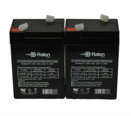 Raion Power 6 Volt 4.5Ah RG0645T1 Replacement Battery for Wangpin 3FM5.5 - 2 Pack