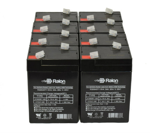 Raion Power 6 Volt 4.5Ah RG0645T1 Replacement Battery for Panasonic LCR6V4BP - 8 Pack