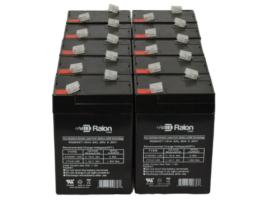 Raion Power 6 Volt 4.5Ah RG0645T1 Replacement Battery for Zibak ZP4.5-6 - 10 Pack