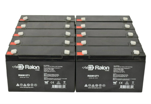 Raion Power RG06120T1 Replacement Emergency Light Battery for Teledyne 2RL6S8PH - 10 Pack