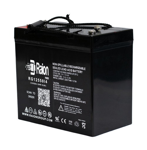 Raion Power Replacement 12V 55Ah Battery for Long Way LW-6FM55DC - 1 Pack Raion Power Replacement 12V 55Ah Battery for Long Way LW-6FM55DC - 1 Pack