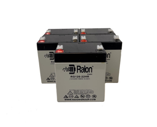 Raion Power RG126-22HR 12V 5.5Ah Replacement UPS Battery Cartridge for Powerware Prestige EXT 1500 - 5 Pack