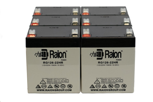 Raion Power RG126-22HR 12V 5.5Ah Replacement UPS Battery Cartridge for APC Smart-UPS SRT 2200VA RM 230V SRT2200RMXLI - 6 Pack