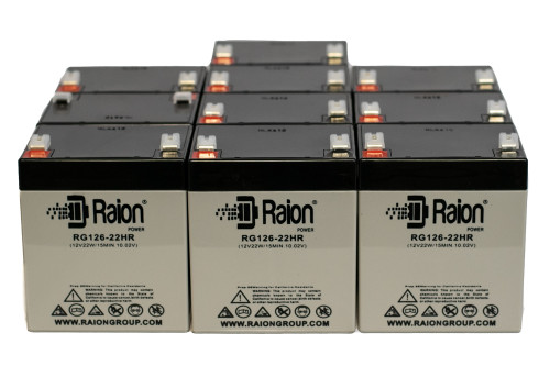 Raion Power RG126-22HR 12V 5.5Ah Replacement UPS Battery Cartridge for Powerware PW5125 3000 Rackmount - 10 Pack