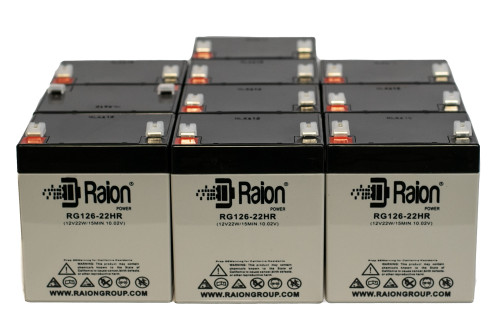 Raion Power RG126-22HR 12V 5.5Ah Replacement UPS Battery Cartridge for Powerware 5125 3000e RM - 10 Pack